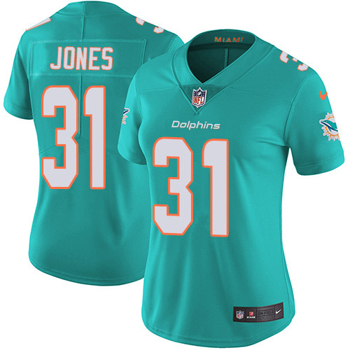 Nike Miami Dolphins 31 Byron Jones Aqua Green Team Color Women Stitched NFL Vapor Untouchable Limited Jersey